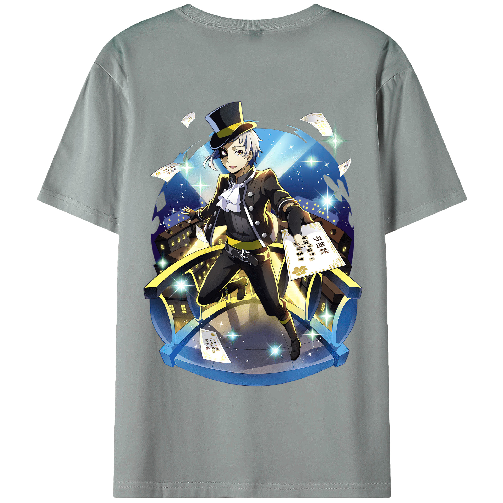 （画像用） 文豪ストレイドッグス Bungo Stray Dogs 綿100％ メンズ半袖Tシャツ（バックプリント） 通気性
